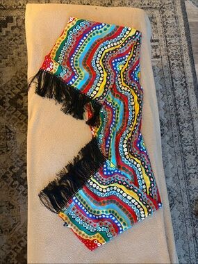 Colorful Multi-Pattern Fringe Scarf
